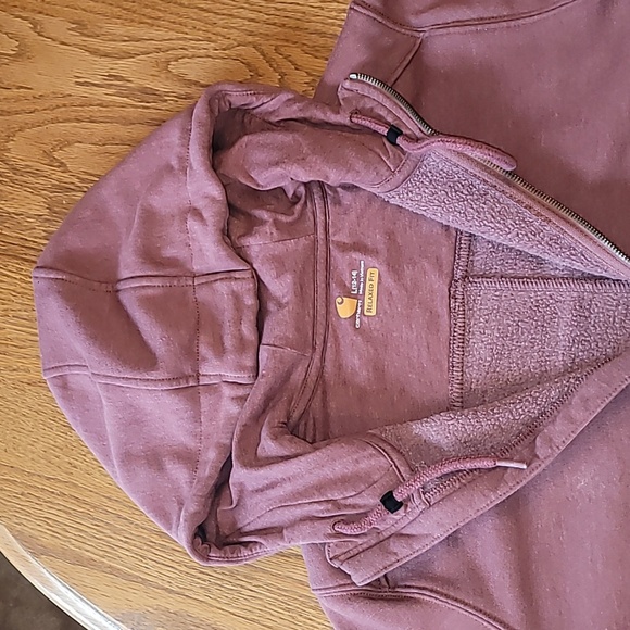 Carhartt kids Large 12/14 zip up light burgandy hoodie with pockets LOT F - Picture 7 of 10